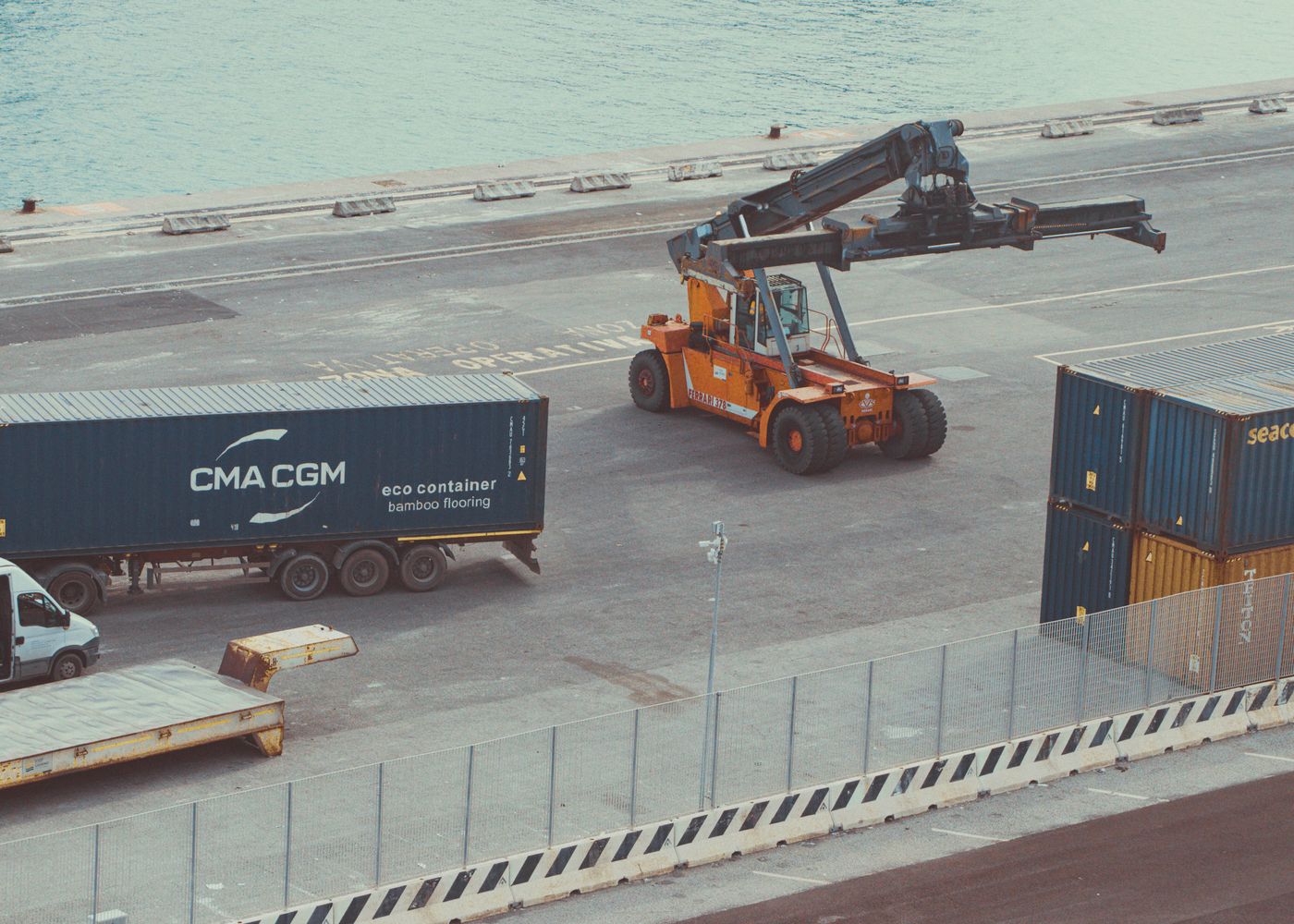 Export documents and port handling: container terminal. Illustrative stock photo.